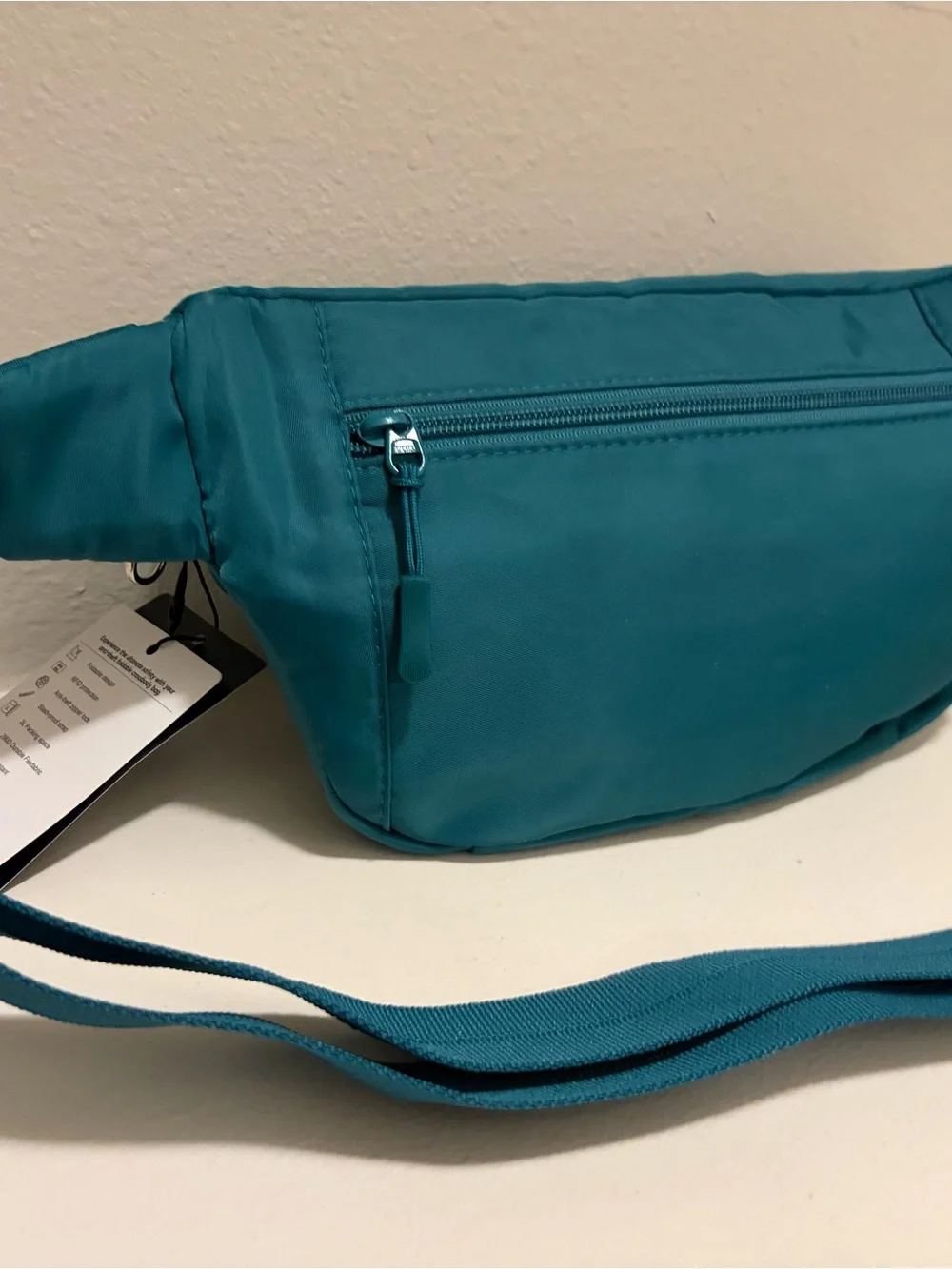 The Foldie Teal Waist Crossbody Bag RFID Blocking Travel Hand Free NWT